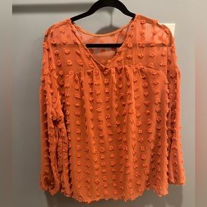 Sheer lined boutique top Burnt Orange